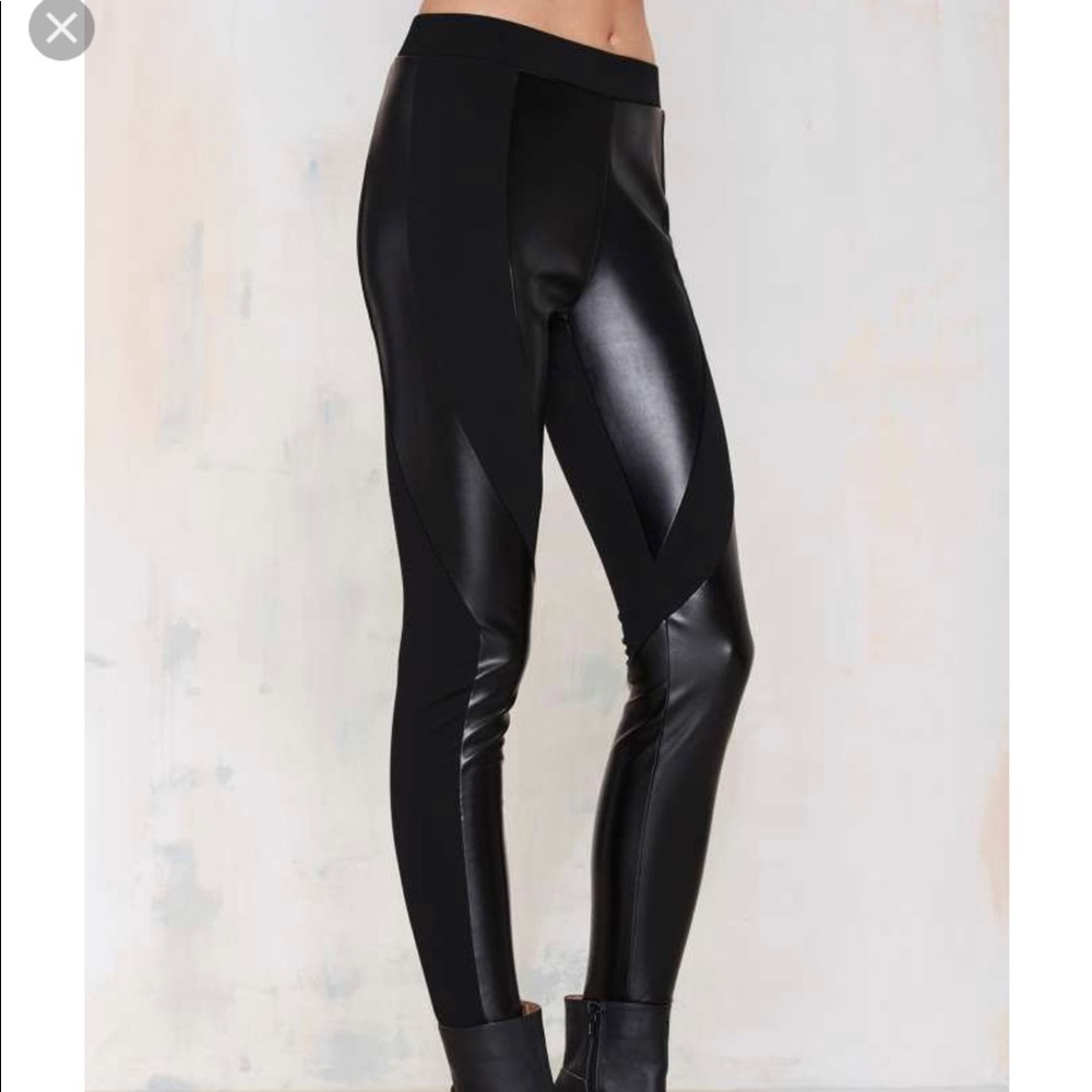 EUC LIKE NEW Nasty Gal Faux Real black leather leggings - Picture 2 of 6